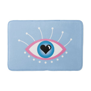 Greek Evil Eye With Eyelashes Pink Blue  Bath Mat
