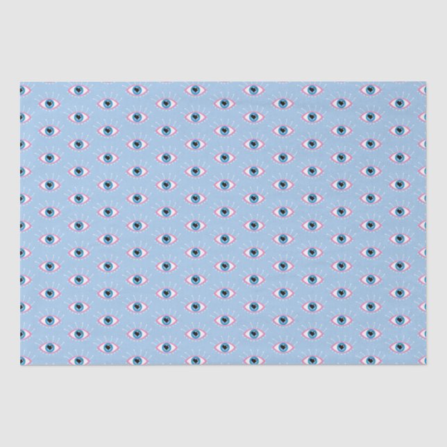 Greek Evil Eye With Eyelashes Pink Blue  Tissue Paper (Front)
