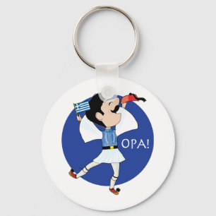 Greek Evzone dancing with Flag OPA! Keychain