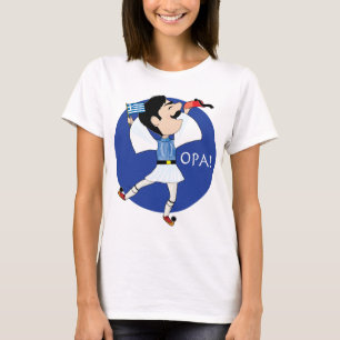 Greek Evzone dancing with Flag OPA! T-Shirt