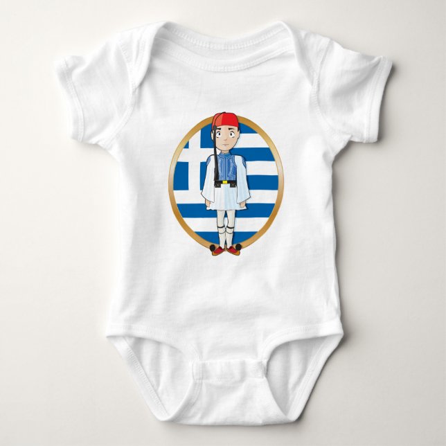 Greek Evzone with Flag Baby Bodysuit (Front)