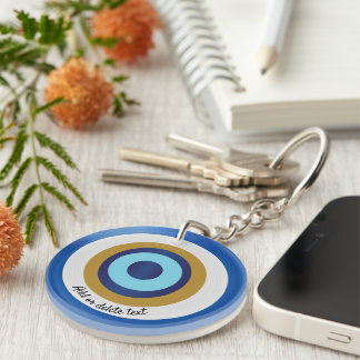 Greek Eye Design Just Add Text Keychain