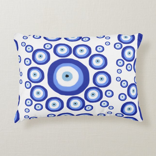 Greek Eye Good Luck Symbol Pattern Accent Pillow (Front)