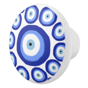 Greek Eye Good Luck Symbol Pattern  Ceramic Knob