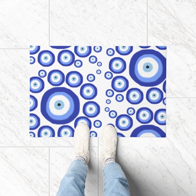 Greek Eye Good Luck Symbol Pattern   Doormat (Indoor)