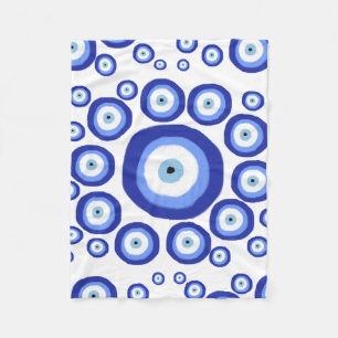 Greek Eye Good Luck Symbol Pattern Fleece Blanket