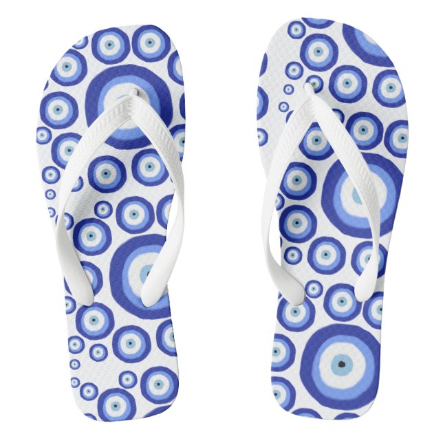 Greek Eye Good Luck Symbol Pattern Flip Flops (Footbed)
