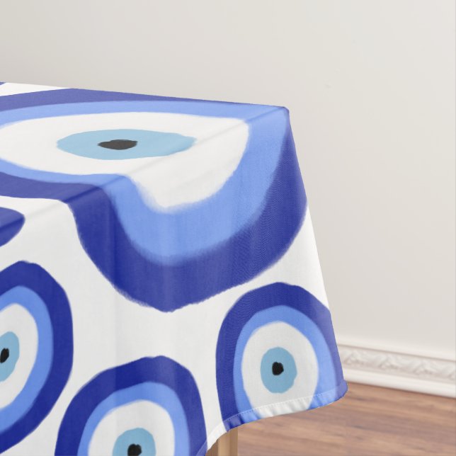 Greek Eye Good Luck Symbol Pattern Tablecloth (In Situ)