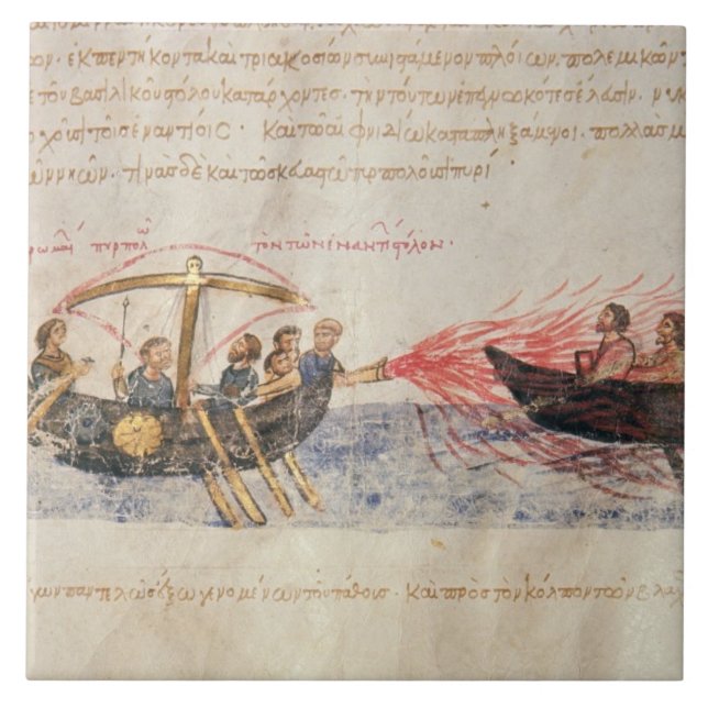 Greek fire (vellum) tile (Front)