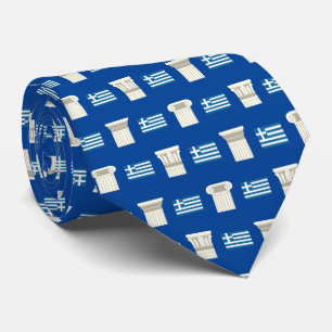 Greek Flag & Ancient Greek Column Capitals Tie