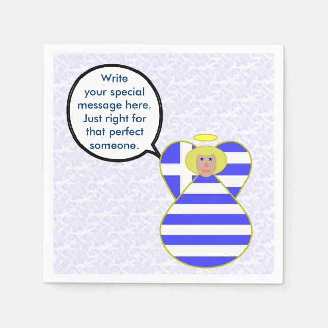 Greek Flag Angel Talking Blonde Personalized  Napkin (Front)