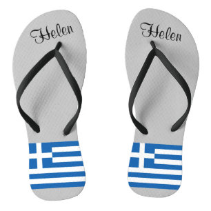 Greek Flag Blue White Monogram  Flip Flops