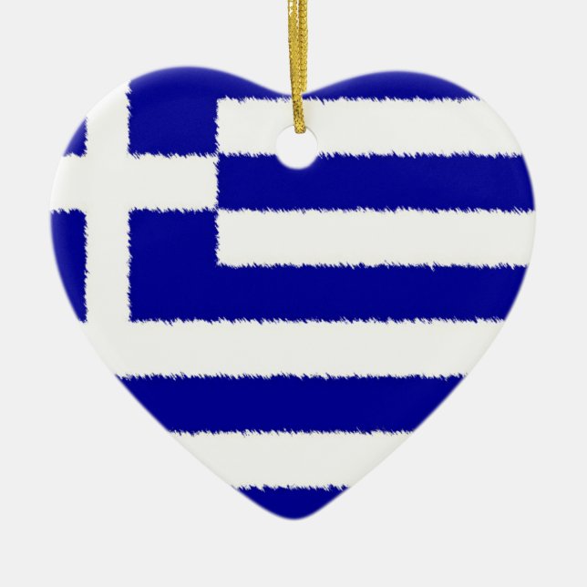 Greek Flag Ceramic Ornament (Front)