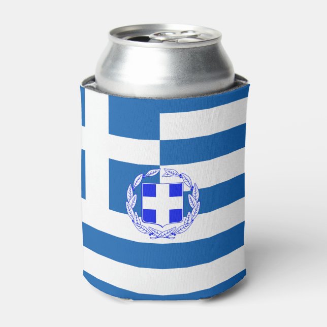 Greek flag-coat of arms  can cooler (Can Front)
