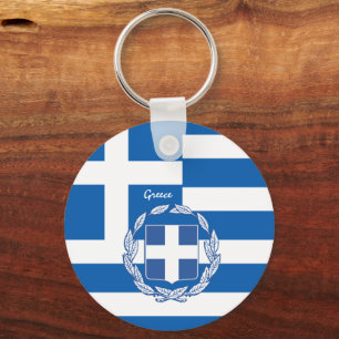 Greek flag, emblem & Greece holiday / sports Keychain