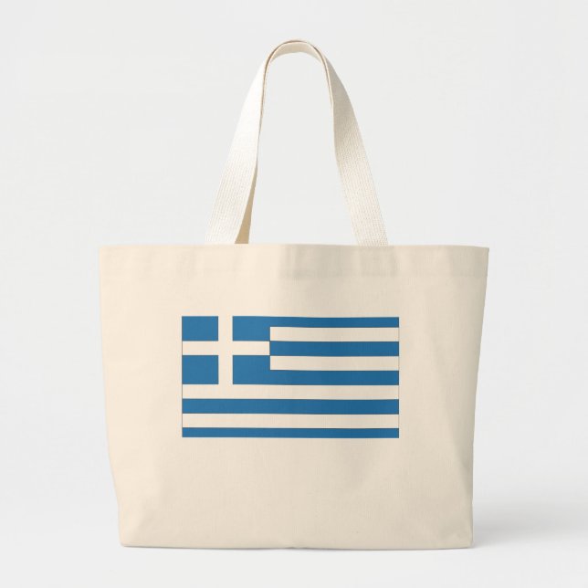 Greek Flag, Flag of Greece Large Tote Bag (Front)