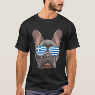 Greek Flag French Bulldog Dog Greece Pocket T-Shirt