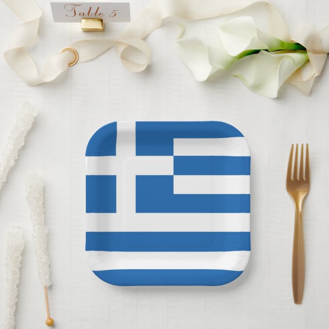Greek Flag Greece Blue White Paper Napkin Plate (Wedding)