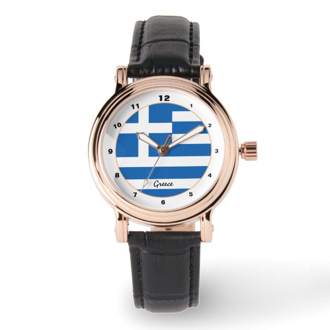 Greek Flag & Greece trendy fashion /design watch (Front)