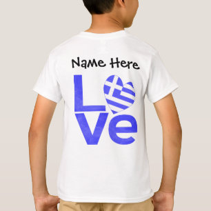 Greek Flag Heart Blue LOVE with Your Name T-Shirt