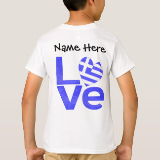 Greek Flag Heart Blue LOVE with Your Name T-Shirt