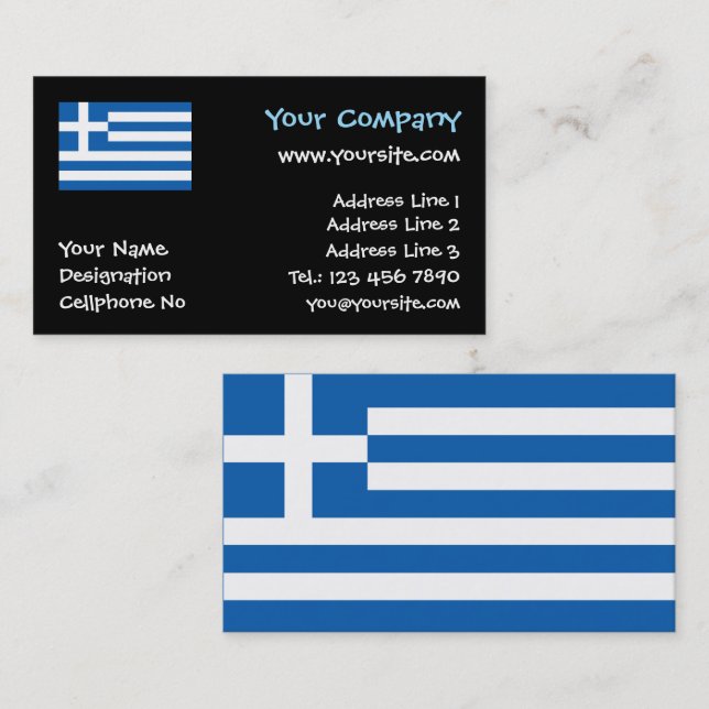 Greek Flag Heart Business Card (Front/Back)