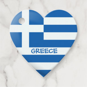 Greek Flag Heart Favour Tags
