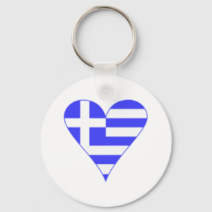 Greek Flag Heart Funky Keychain