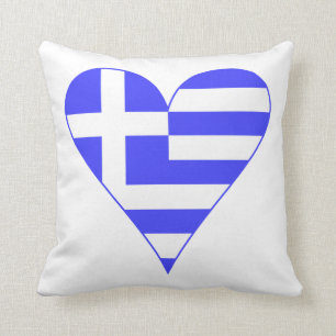 Greek Flag Heart Funky Throw Pillow