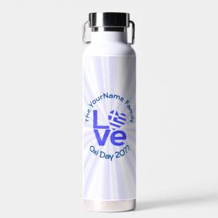 Greek Flag Heart in Blue LOVE Water Bottle