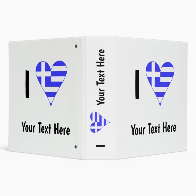 Greek Flag Heart Love Personalized Binder (Background)