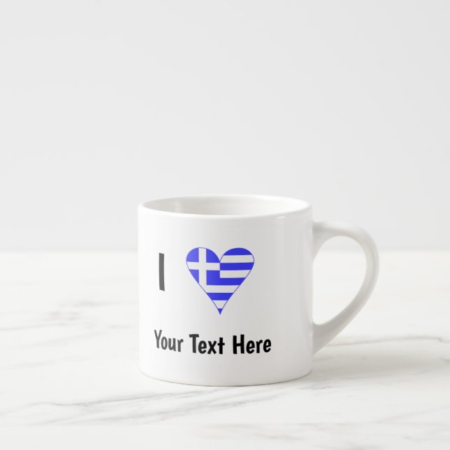 Greek Flag Heart Love Personalized Espresso Cup (Right)