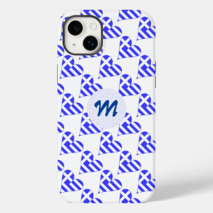 Greek Flag Heart Love Tiled Initial Case-Mate iPhone 14 Plus Case