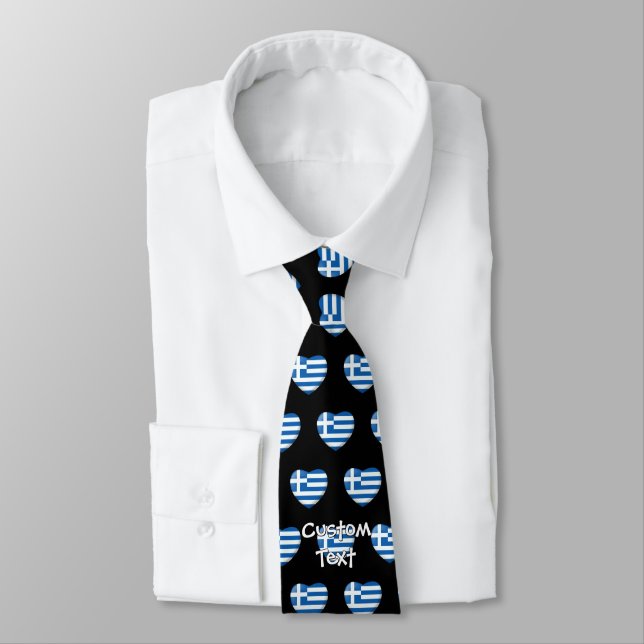 Greek Flag Heart Pattern Tie (Tied)