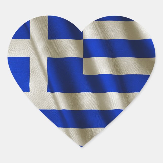 Greek Flag Heart Sticker (Front)