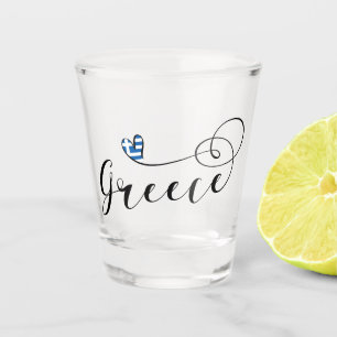Greek Flag In Heart, Greece Shot Glass