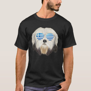 Greek Flag Lowchen Dog Greece Pocket T-Shirt