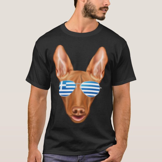 Greek Flag Pharaoh Hound Dog Greece Pocket T-Shirt (Front)