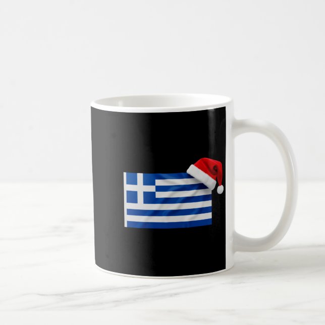 Greek Flag Santa Hat Funny Greece Christmas Holida Coffee Mug (Right)