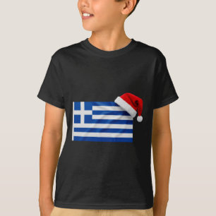 Greek Flag Santa Hat Funny Greece Christmas Holida T-Shirt