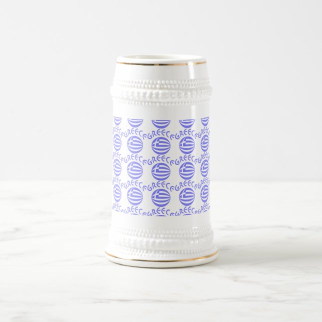 Greek Flag Sphere Tiled Beer Stein (Center)