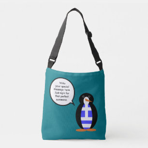 Greek Flag Talking Ms Penguin Personalized Crossbody Bag