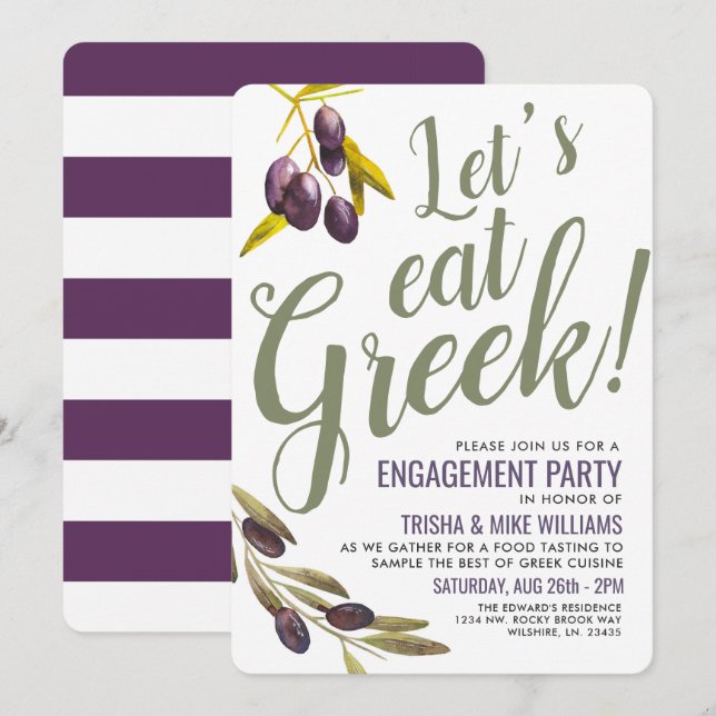 Greek Food Tasting Engagement Party Sangria Invite (Front/Back)