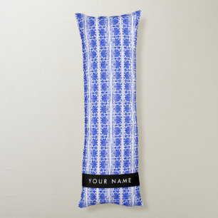 Greek Fret Arabesque Blue, Your Name, Personalize Body Pillow