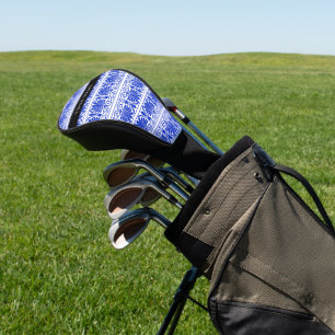 Greek Fret Arabesque Blue, Your Name, Personalize Golf Head Cover