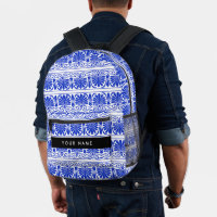 Greek Fret Arabesque Blue, Your Name, Personalize