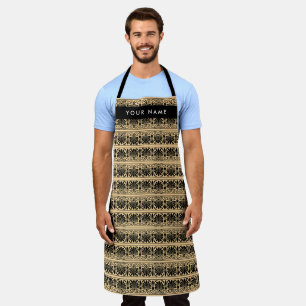 Greek Fret Arabesque Brown, Your Name, Personalize Apron