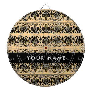 Greek Fret Arabesque Brown, Your Name, Personalize Dartboard