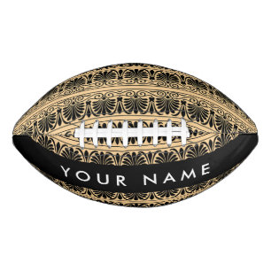 Greek Fret Arabesque Brown, Your Name, Personalize Football