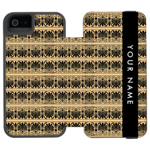 Greek Fret Arabesque Brown, Your Name, Personalize Incipio Watson™ iPhone 5 Wallet Case